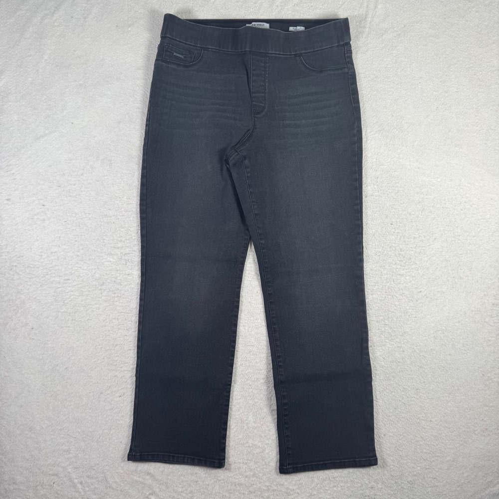 Nine West Jeans Heidi Pull-On Straight Womens 16 Black Excellent Stretch Denim